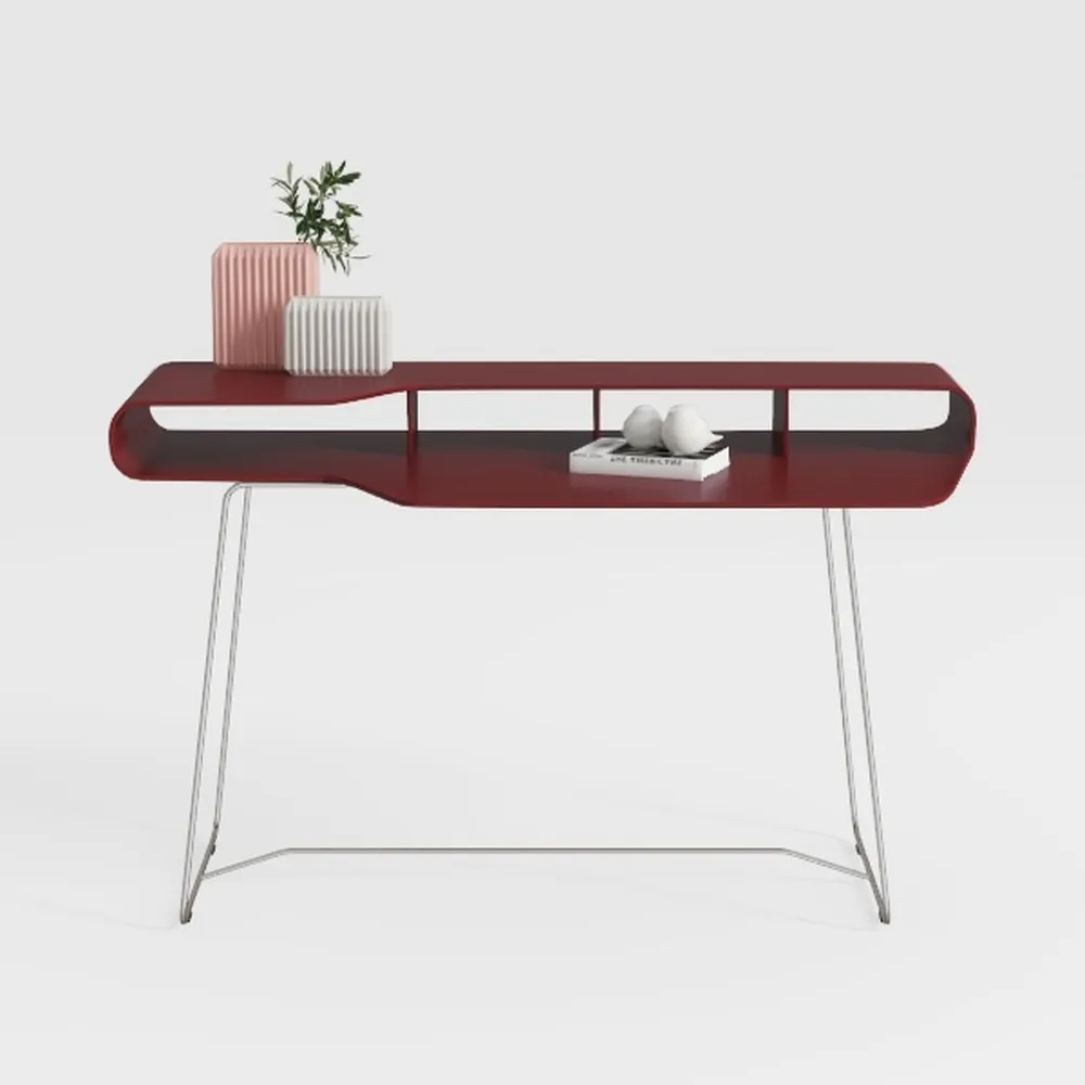 48 in. Rectangular Red Glass Writing Desk