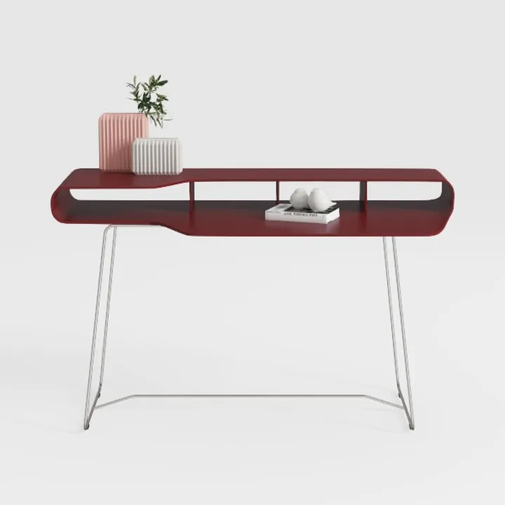 48 in. Rectangular Red Glass Writing Desk