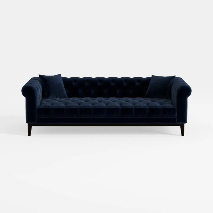 Navy Velvet Tufted Chesterfield Sofa 3D Model