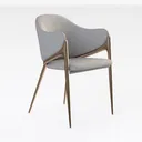 Modern Minimalist Fabric Brass Accent Armchair 3D Model Right 45 Degree View