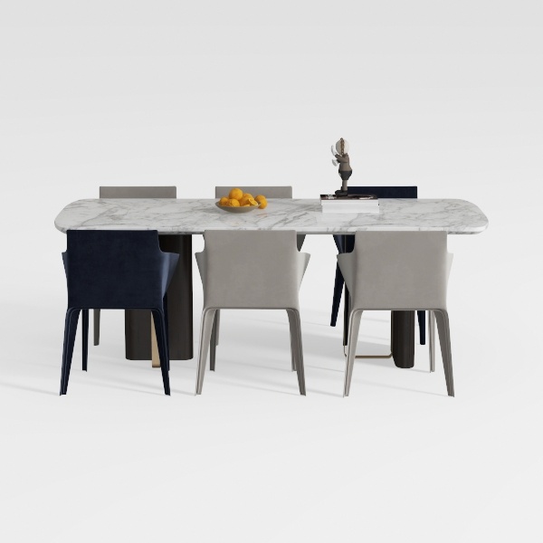 Dining Chair Upholstered in Velvet with Open Curve