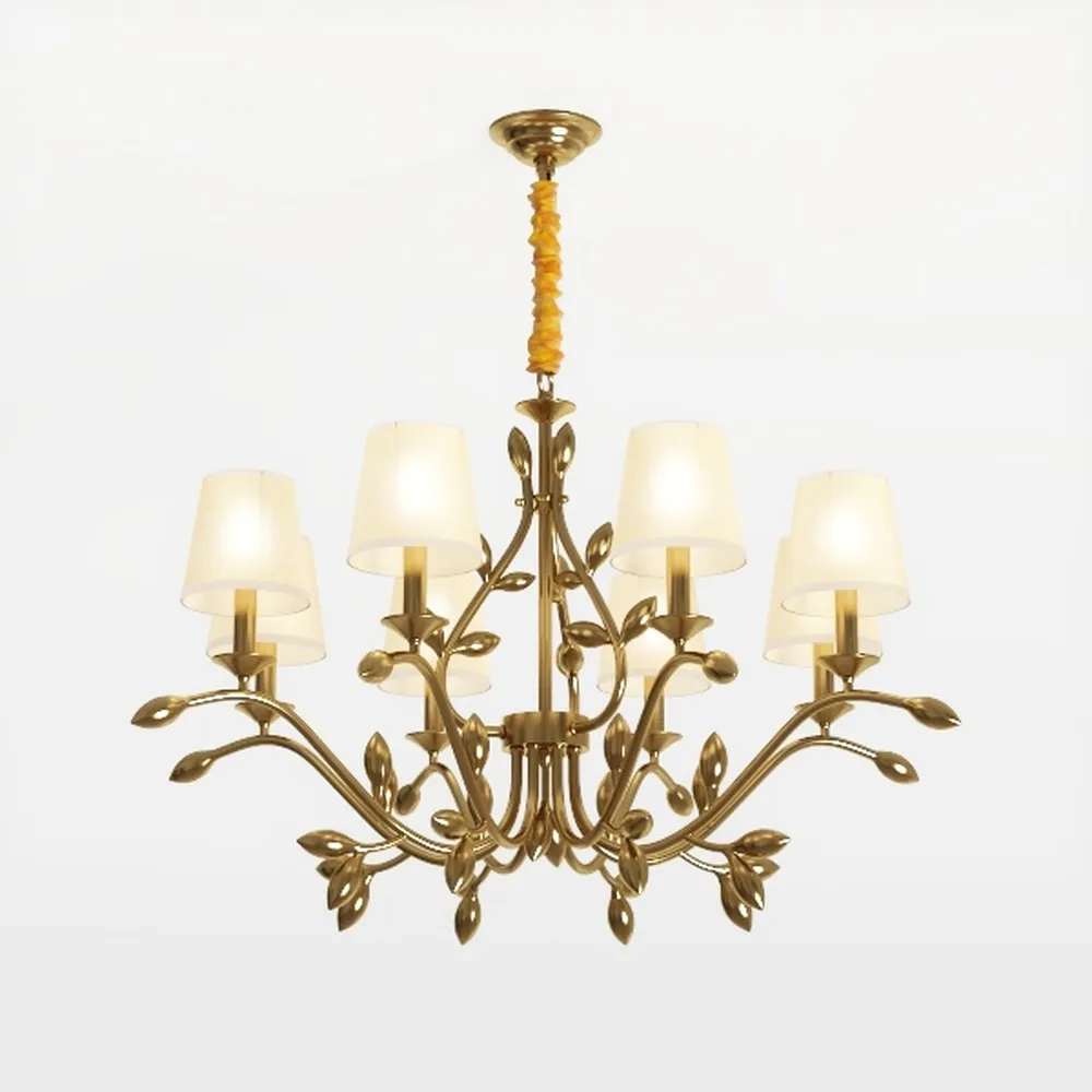 Vintage 8 Arms Crystal Chandelier Candle Light 