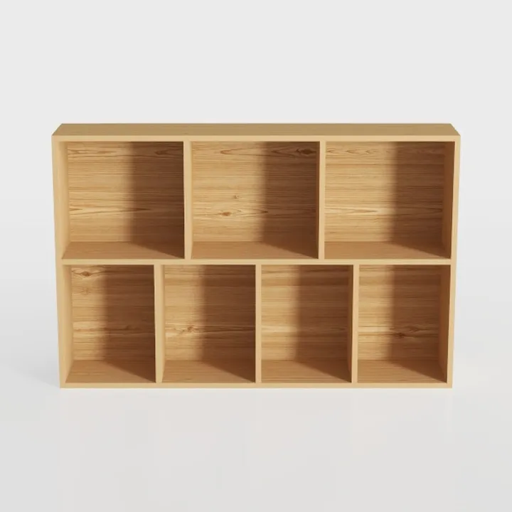 Minimalist Solid Oak Open Storage Bookshelf 3D Model
