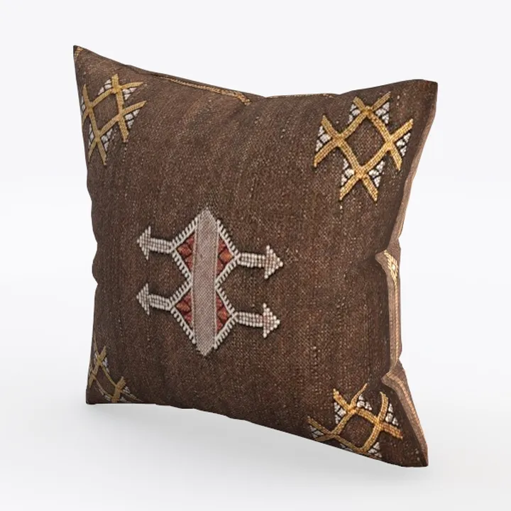 Bohemian Woven Linen Throw Pillow 3D Model