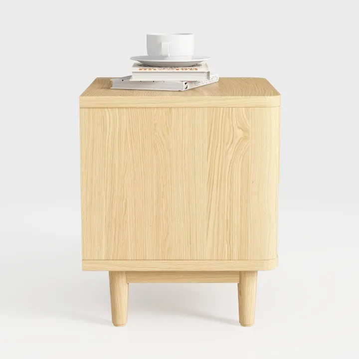 Minimalist Solid Oak Wood Nightstand with Rounded Corners 3D Model
