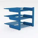 Minimalist Blue Plastic Multi Tier Open Storage Shelf 3D Model Right 45 Degree View