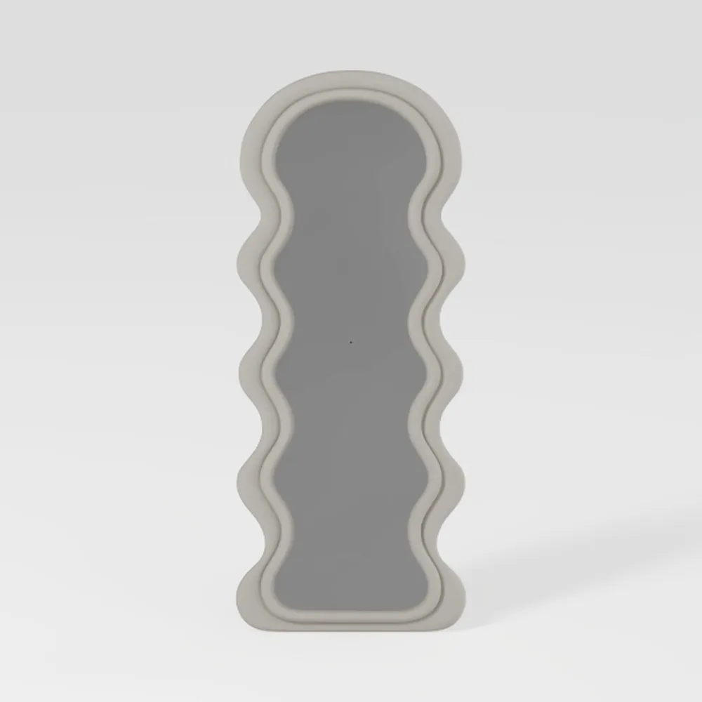 Arched Top Large Mirror Full Body With Lights Flannel Frame Fashion Modern Design Wavy Wall Mirror Standing Living Room Home