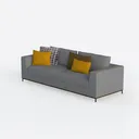 Modern Minimalist Grey Fabric Sofa With Decorative Throw Pillows 3D Model Left 45 Degree View
