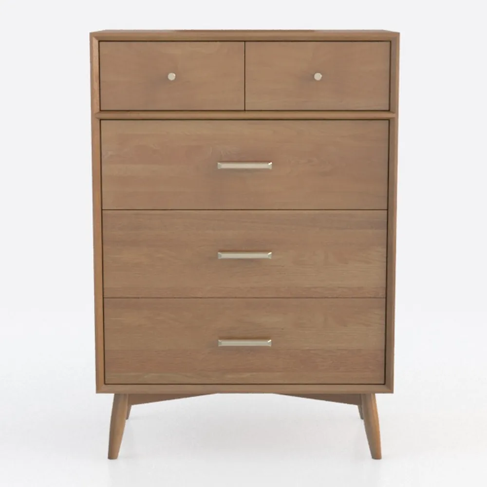 Flynn Chest Acorn Finish Solid Wood 5 Drawer