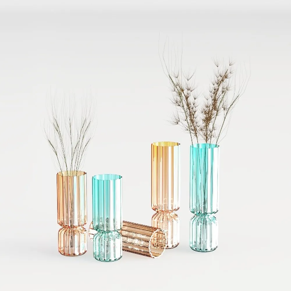 Nordic Glass Flower Vase Transparent Flower Plant Pot Arrangement Terrarium Modern Living Room Home Office Desktop Ornament