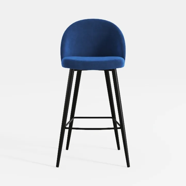 Set of 2 Modern Velvet Swivel Bar Stools Upholster