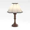 Vintage Solid Wood Fabric Scalloped Table Lamp 3D Model Right 45 Degree View