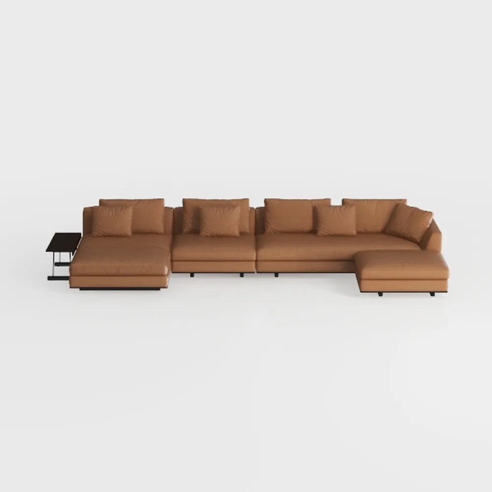 Faux Leather Modular Sofa Couch 128" Modern 7-Seat