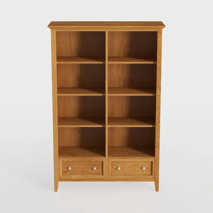 Wooden Multi-Shelf Bookcase with Farmhouse Design