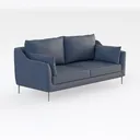 Modern Navy Blue Fabric Loveseat Sofa with Metal Legs 3D Model Right 45 Degree View
