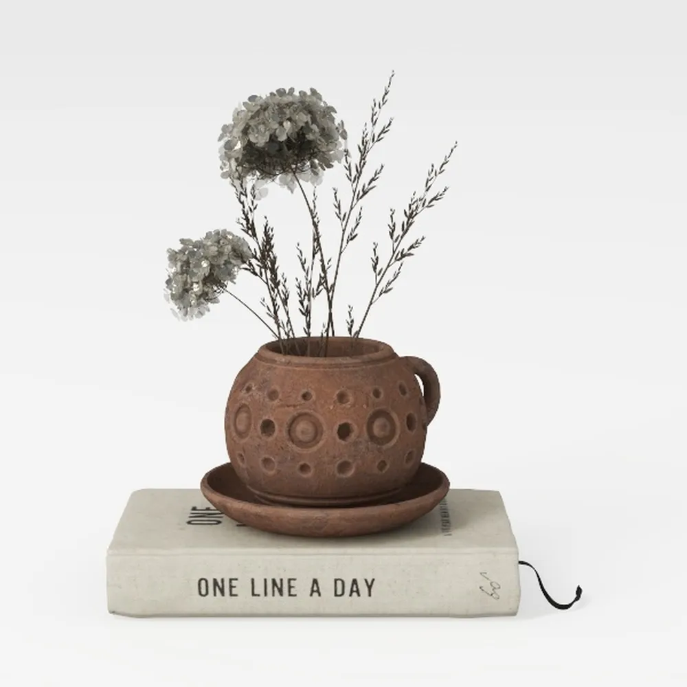 6.9in Rustic Ceramic Vase, Farmhouse Vase with