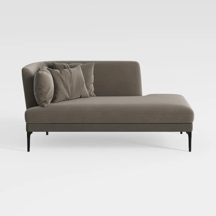 Minimalist Fabric Left Arm Chaise Lounge with Throw Pillows 3D Model