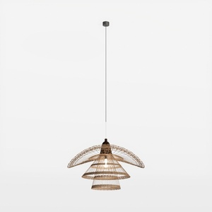 Bohemian Rattan Tiered Pendant Lamp 3D Model