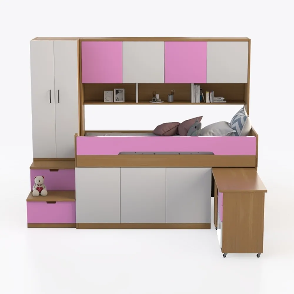 Pink and White Twin Size Wood Multifunctional Plat