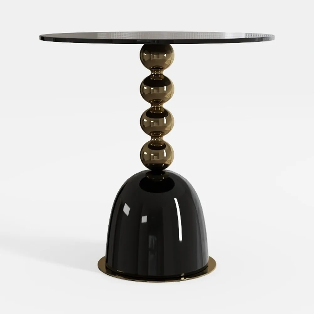 Modern Round Side Table with Gold Pedestal Base