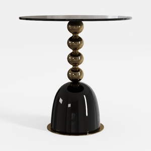 Modern Round Side Table with Gold Pedestal Base