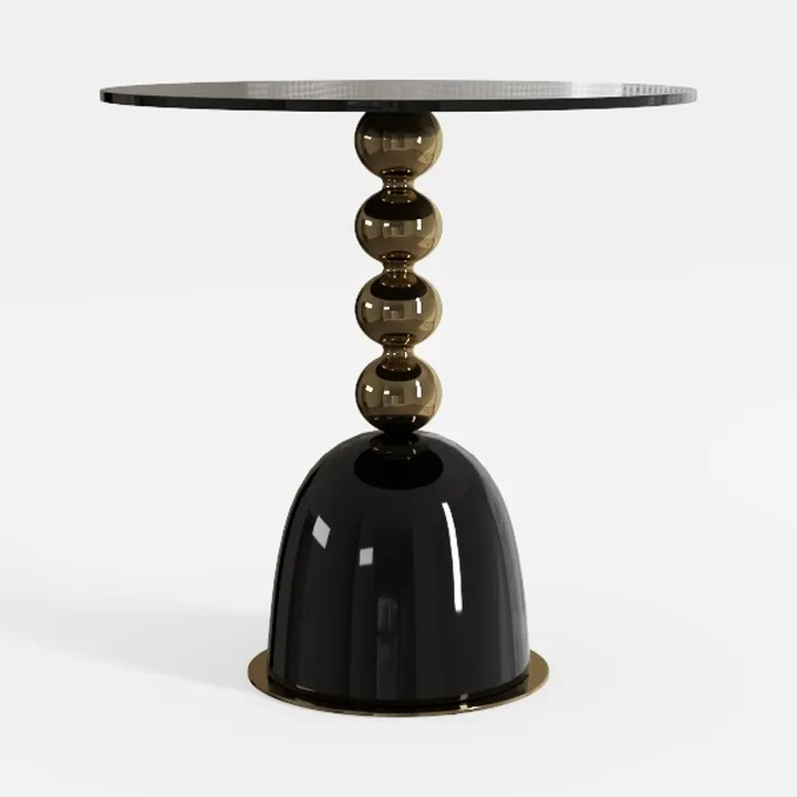 Modern Round Side Table with Gold Pedestal Base