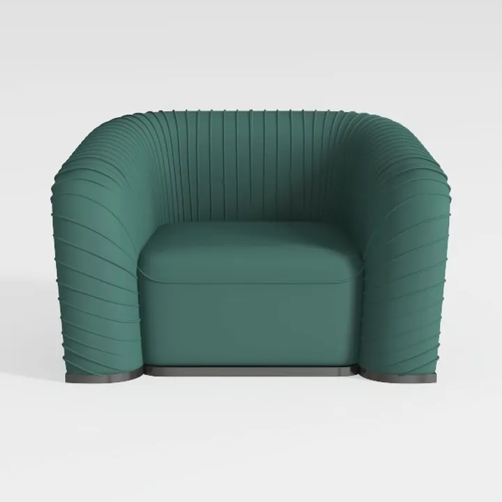 Modern Teal Fabric Pleated Armchair 3D Model