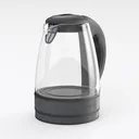 Glass and Plastic Electric Kettle 3D Model Right 45 Degree View