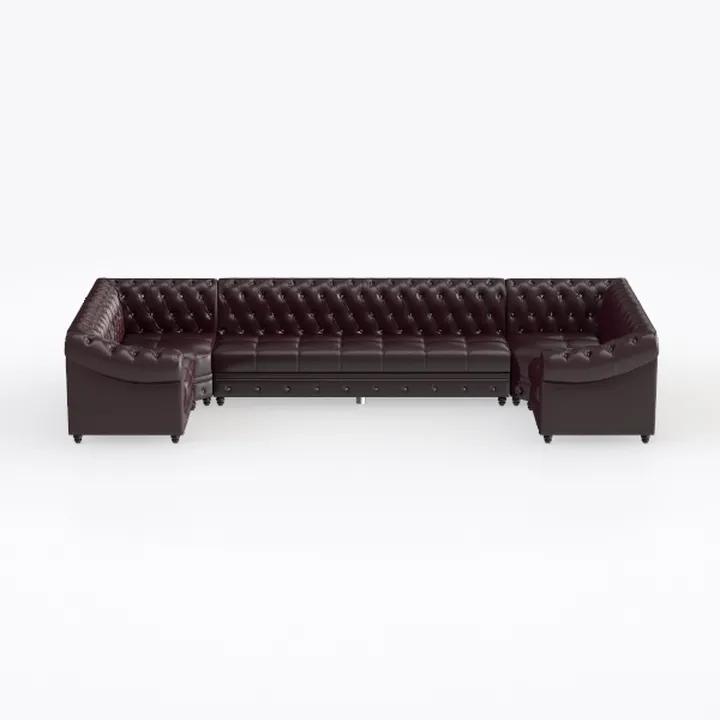 Chesterfield Leather U-Shaped Sectional Sofa Tufted Luxury 3D Model