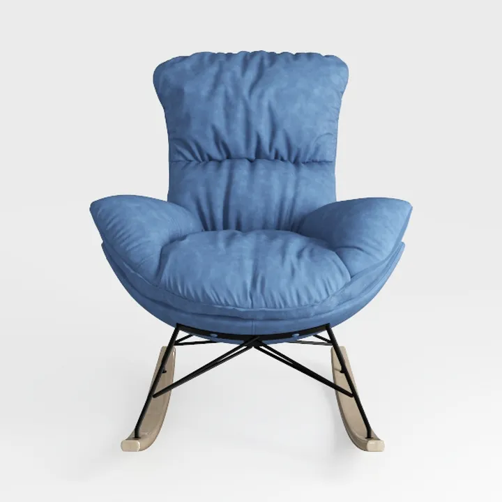 Modern Blue Fabric Upholstered Rocking Chair 3D Model