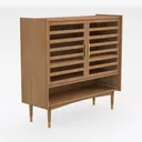 HITNET Bathroom Cabinet Freestanding, Bamboo Right 45 Degree View