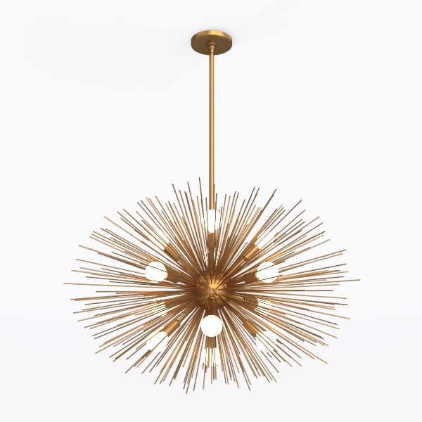 35in Gold Sputnik Chandelier 12-Light Starburst