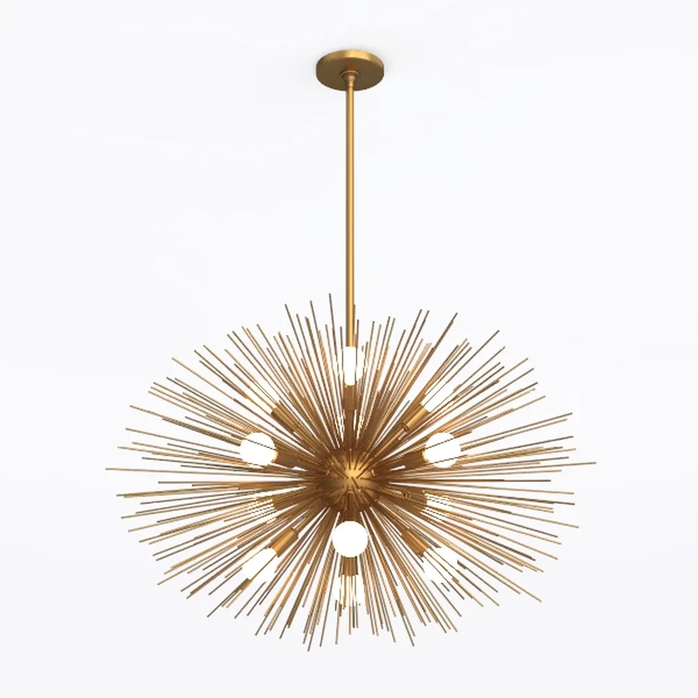 35in Gold Sputnik Chandelier 12-Light Starburst