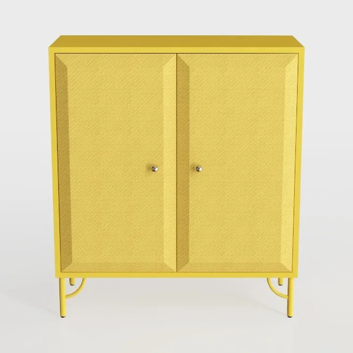33 Inch Glass And Metal Storage Cabinet Adjustable