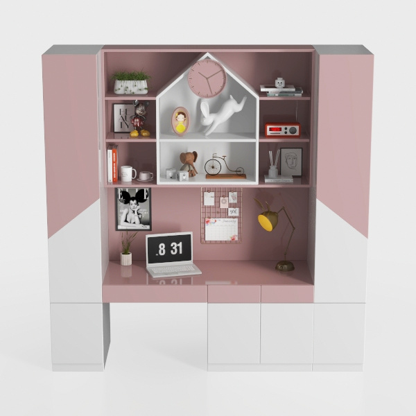 desk with bookcase-Pink Passion