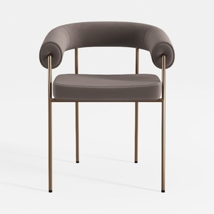Modern Velvet Upholstered Gold Metal Frame Armchair 3D Model