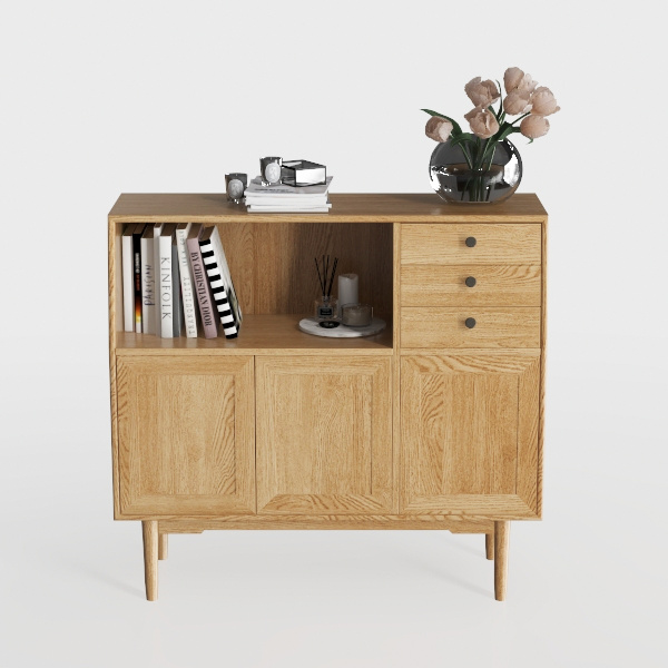 Rattan Storage Cabinet Boho Sideboard Buffet with