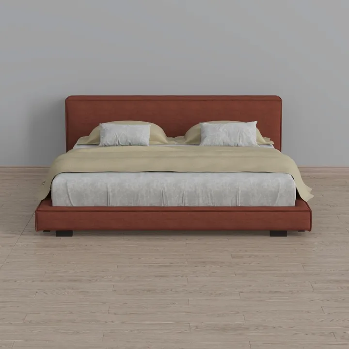Minimalist Modern Fabric Upholstered King Size Bed 3D Model