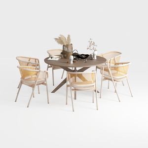 Brown 5-Piece Aluminum Outdoor Dining Set