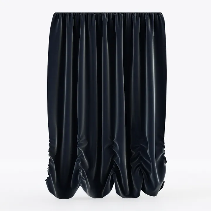 Modern Velvet Ruched Window Curtain 3D Model