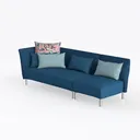 Modern Navy Blue Fabric Sectional Sofa with Decorative Throw Pillows 3D Model Left 45 Degree View