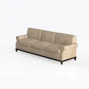 Minimalist Leather Upholstered 3 Seat Sofa 3D Model Left 45 Degree View