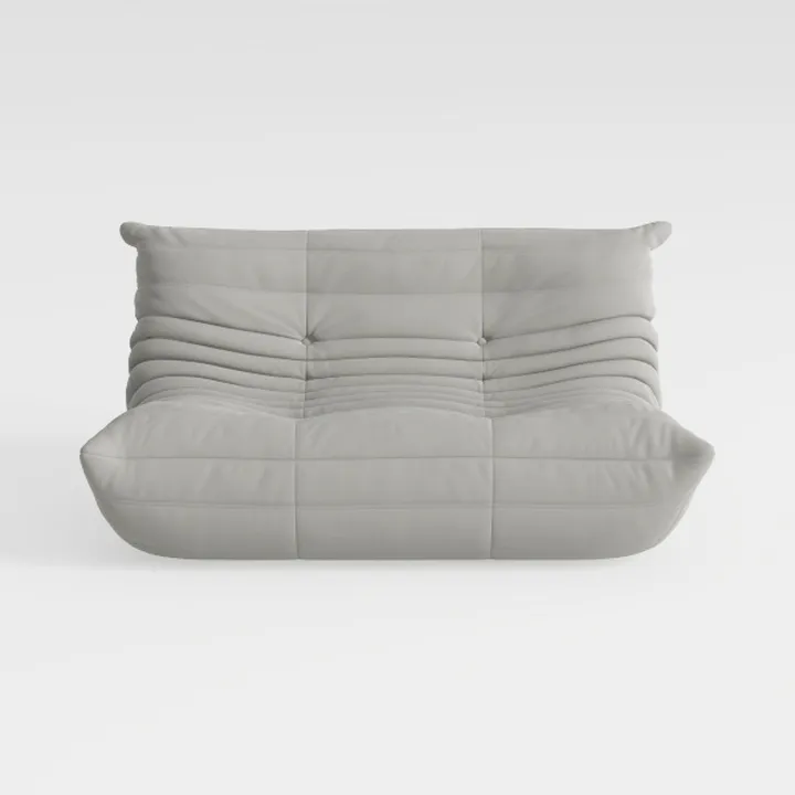 Minimalist Light Gray Fabric Tufted Loveseat Sofa 3D Model