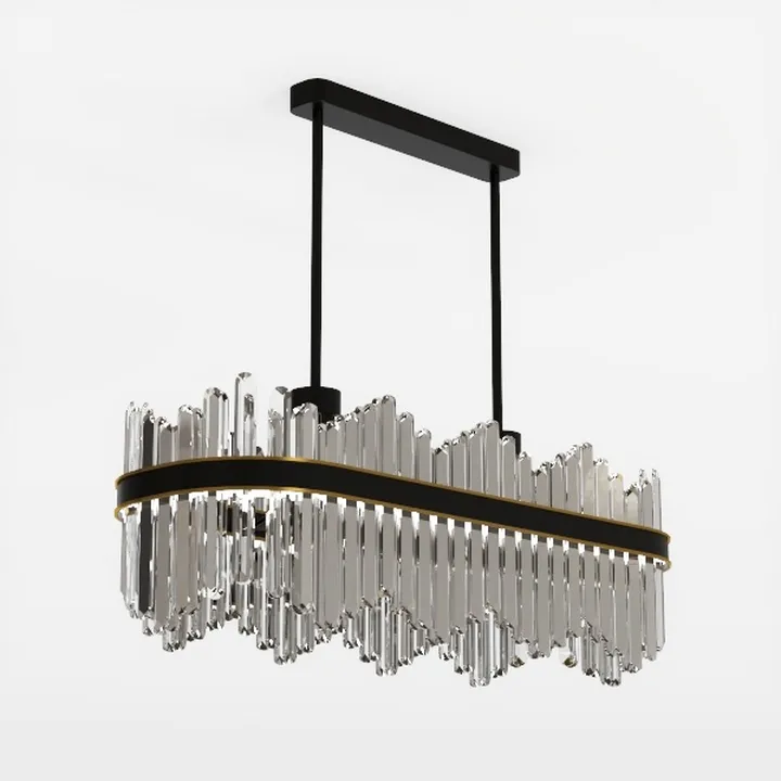 Modern Crystal Metal Linear Chandelier 3D Model