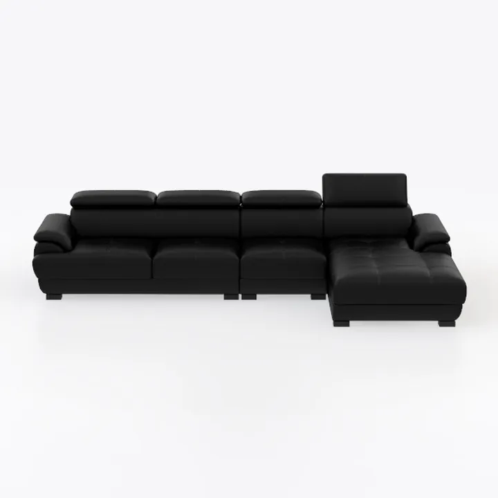 Modern Black Leather L Shape Sectional Sofa 3D Model