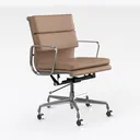 Modern Tan Leather Metal Frame Office Chair 3D Model Right 45 Degree View