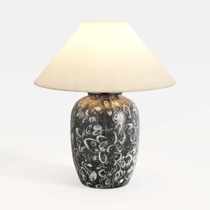 Minimalist Marble Fabric Table Lamp 3D Model