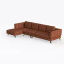 Modern Brown Leather L Shape Sectional Sofa 3D Model Left 45 Degree View