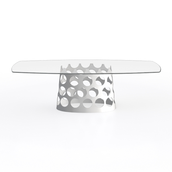 Glennda 48 in. Clear/White Large Oval Glass Coffee