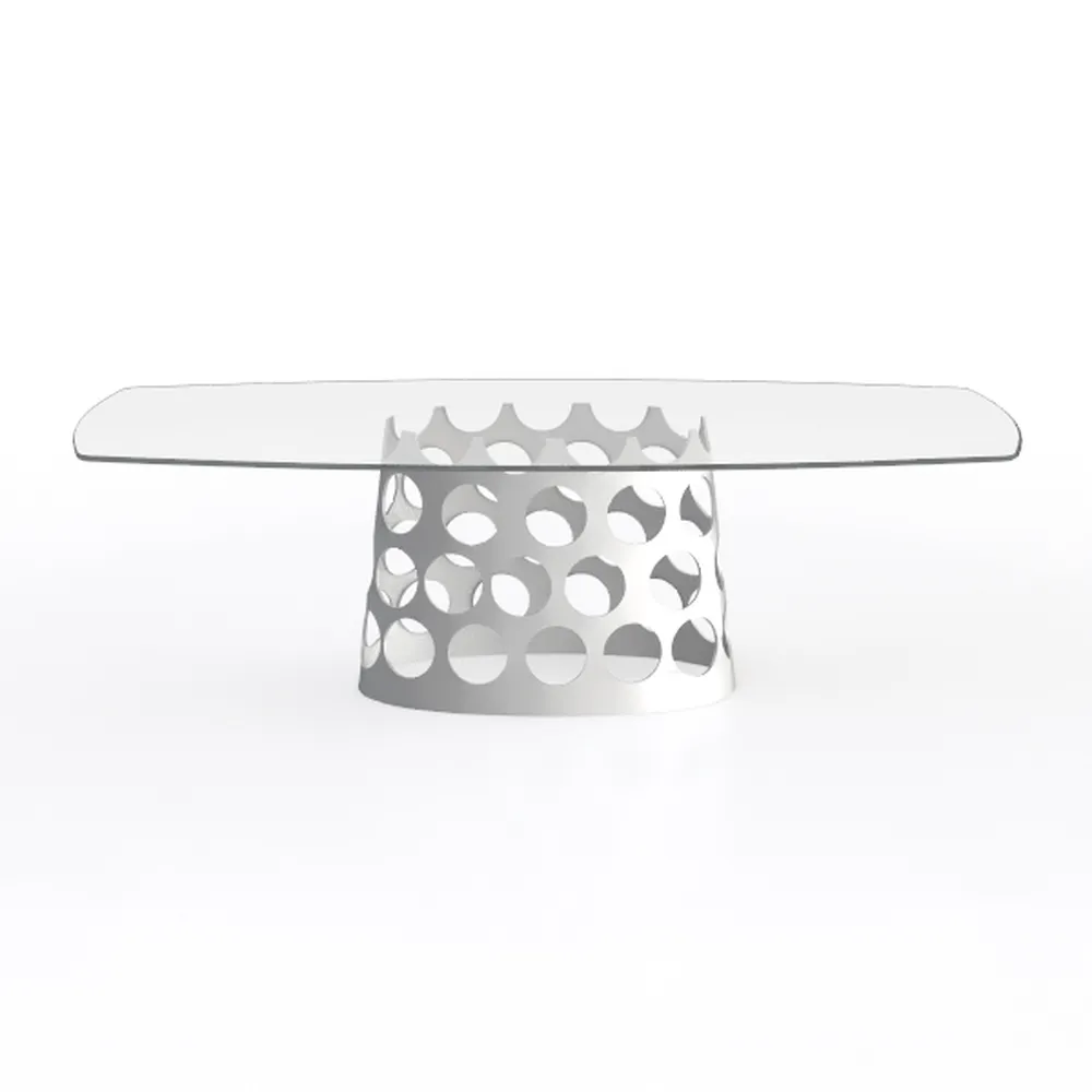 Glennda 48 in. Clear/White Large Oval Glass Coffee